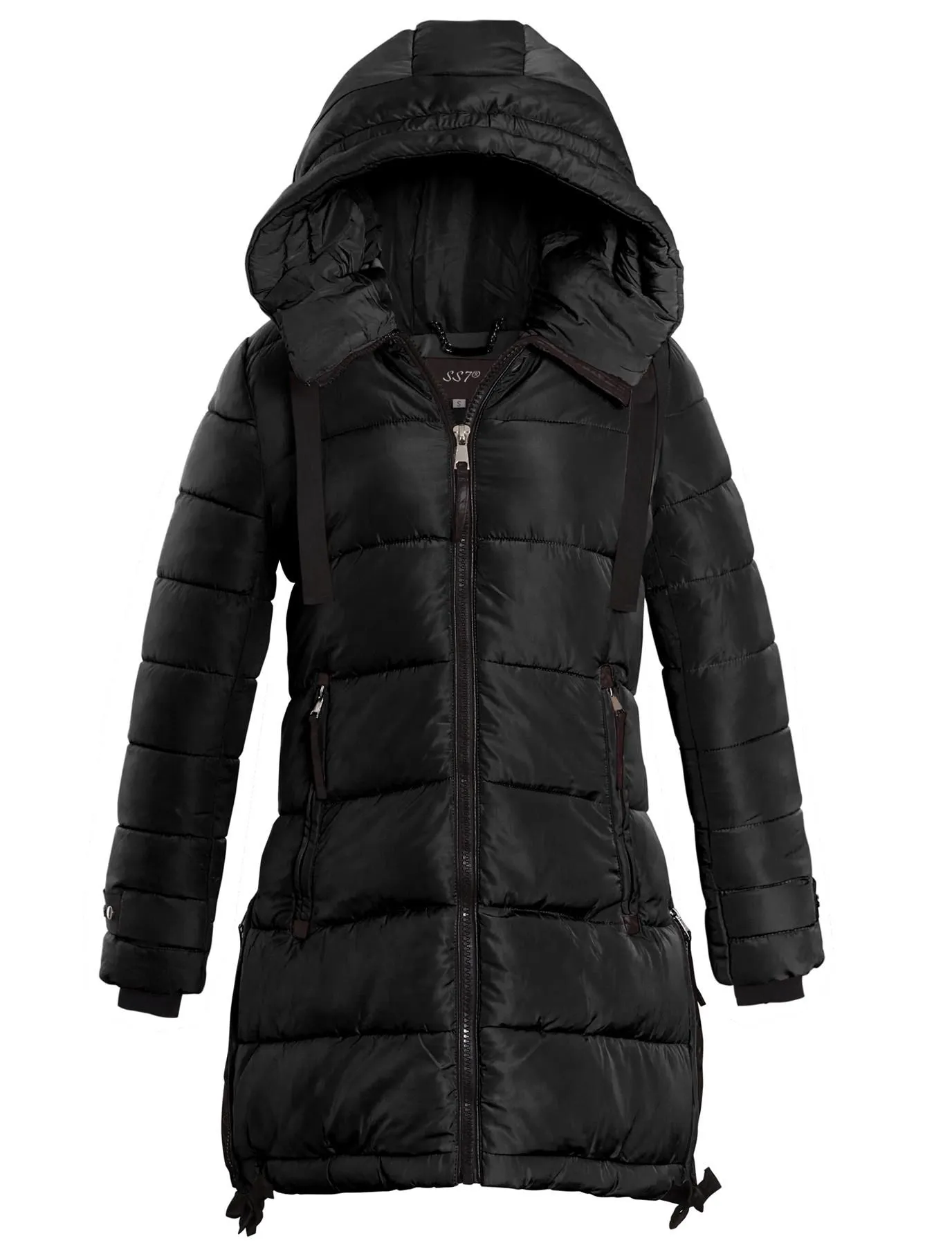 Winter Ski jacket with Zip Detail, Black, Pink, Grey, UK Sizes 8 to 16