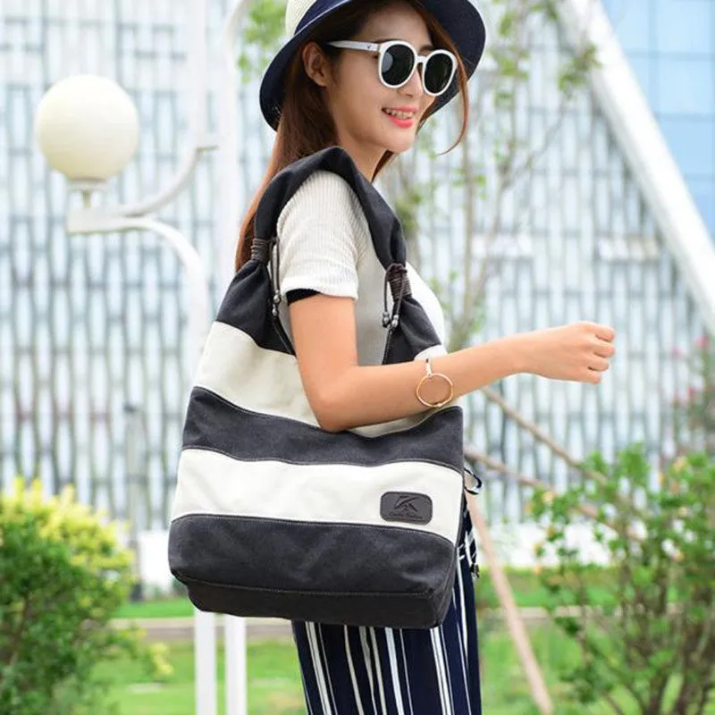 Women Bag Tote Canvas Bags Striped Handbag designer famous Shoulder Handbags luxury Large Purse