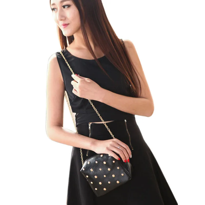 Women Rivet Chain Shoulder Bag PU Leather Messenger Bags Crossbody