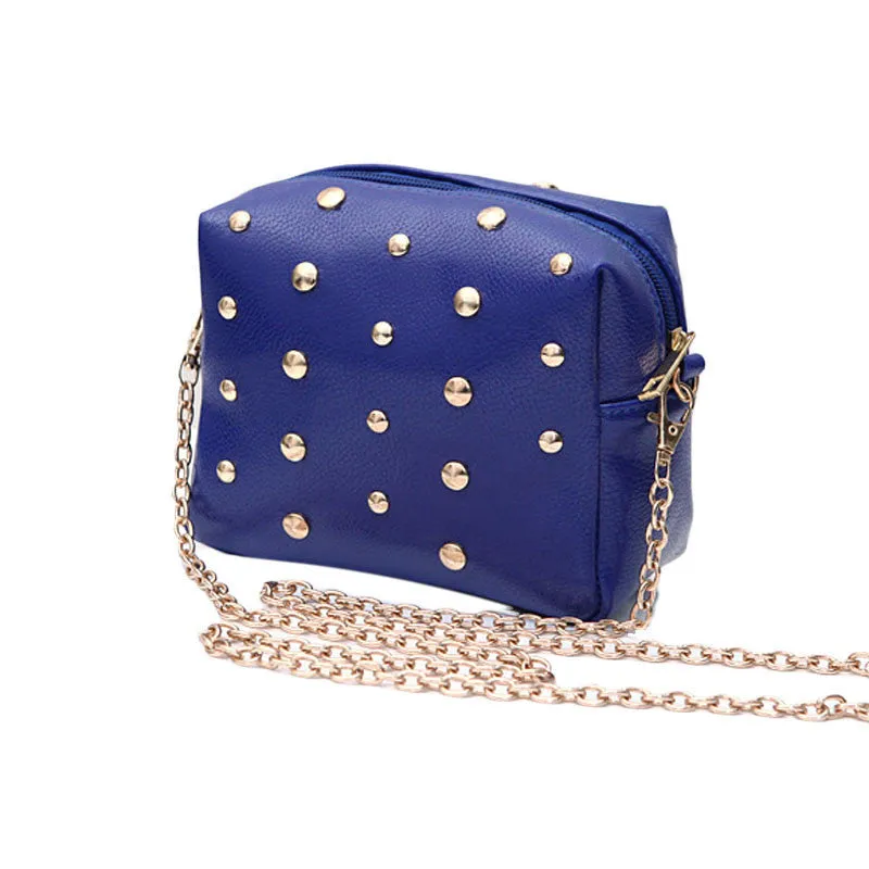 Women Rivet Chain Shoulder Bag PU Leather Messenger Bags Crossbody