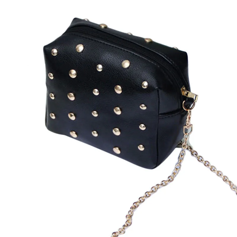 Women Rivet Chain Shoulder Bag PU Leather Messenger Bags Crossbody