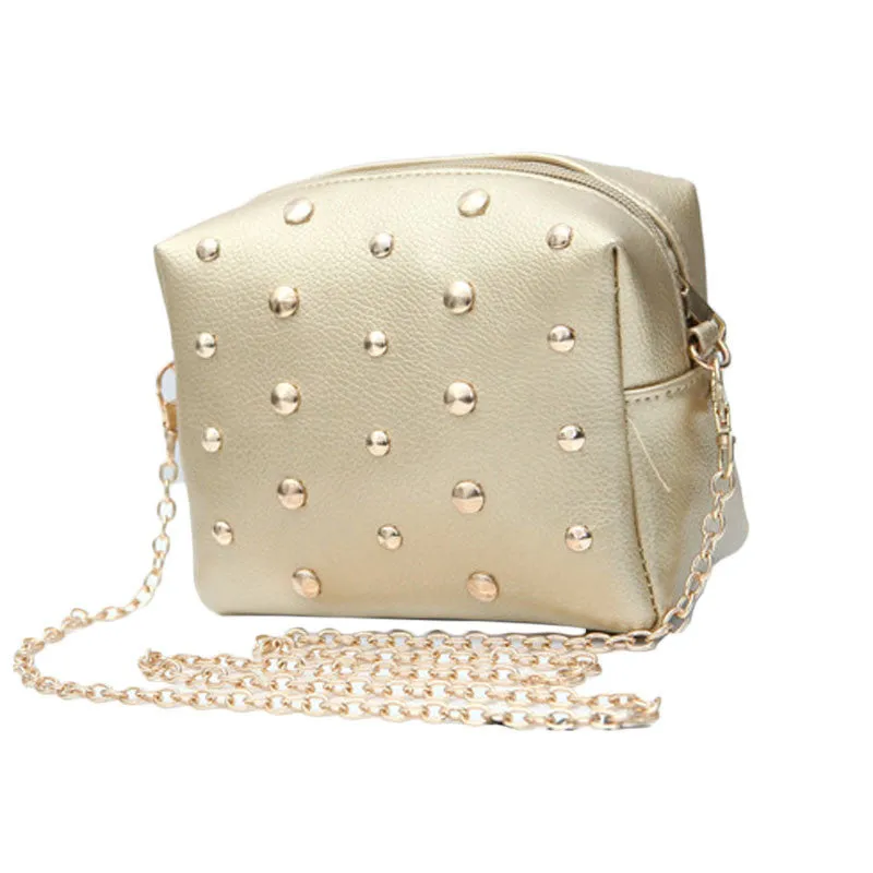 Women Rivet Chain Shoulder Bag PU Leather Messenger Bags Crossbody