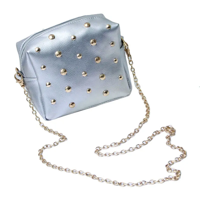 Women Rivet Chain Shoulder Bag PU Leather Messenger Bags Crossbody