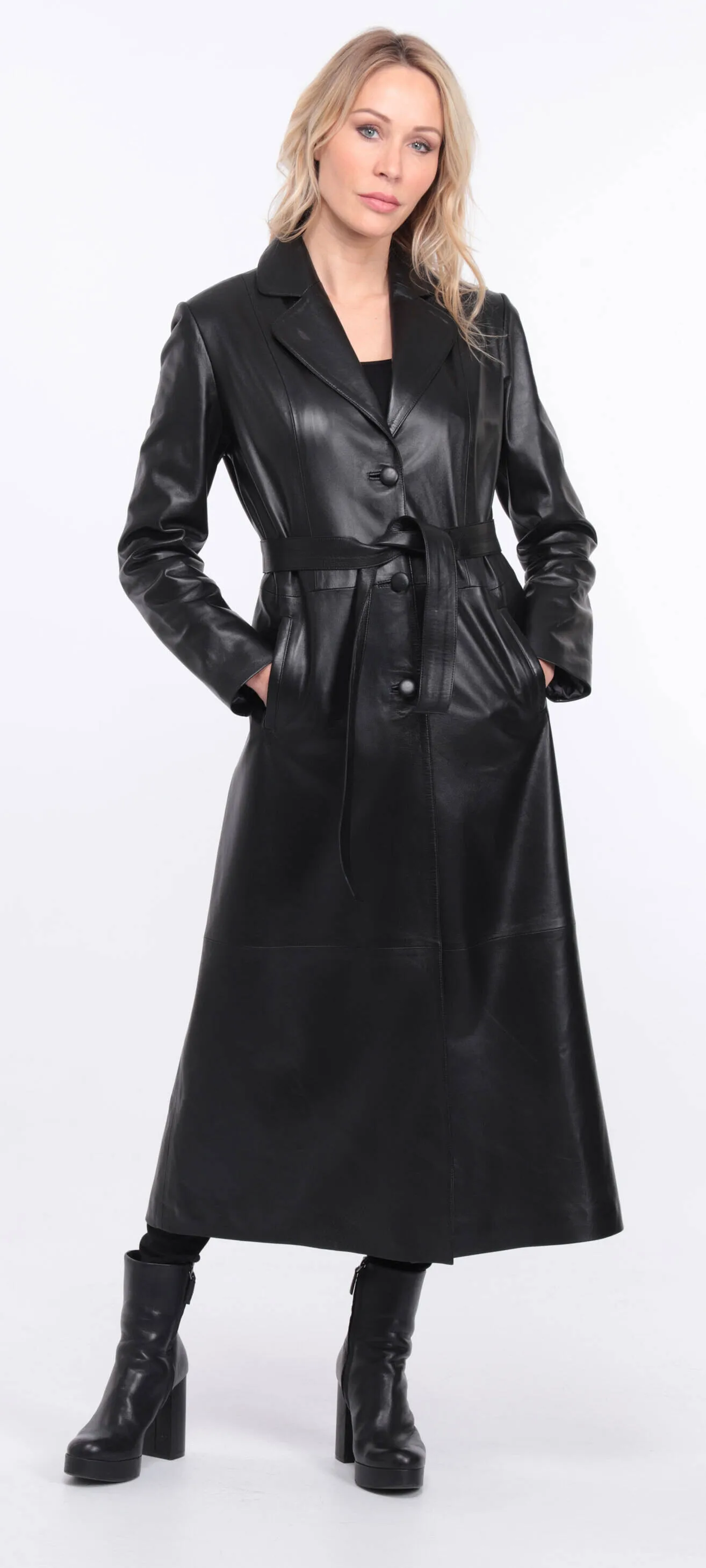 Women's black lambskin leather coat jorda