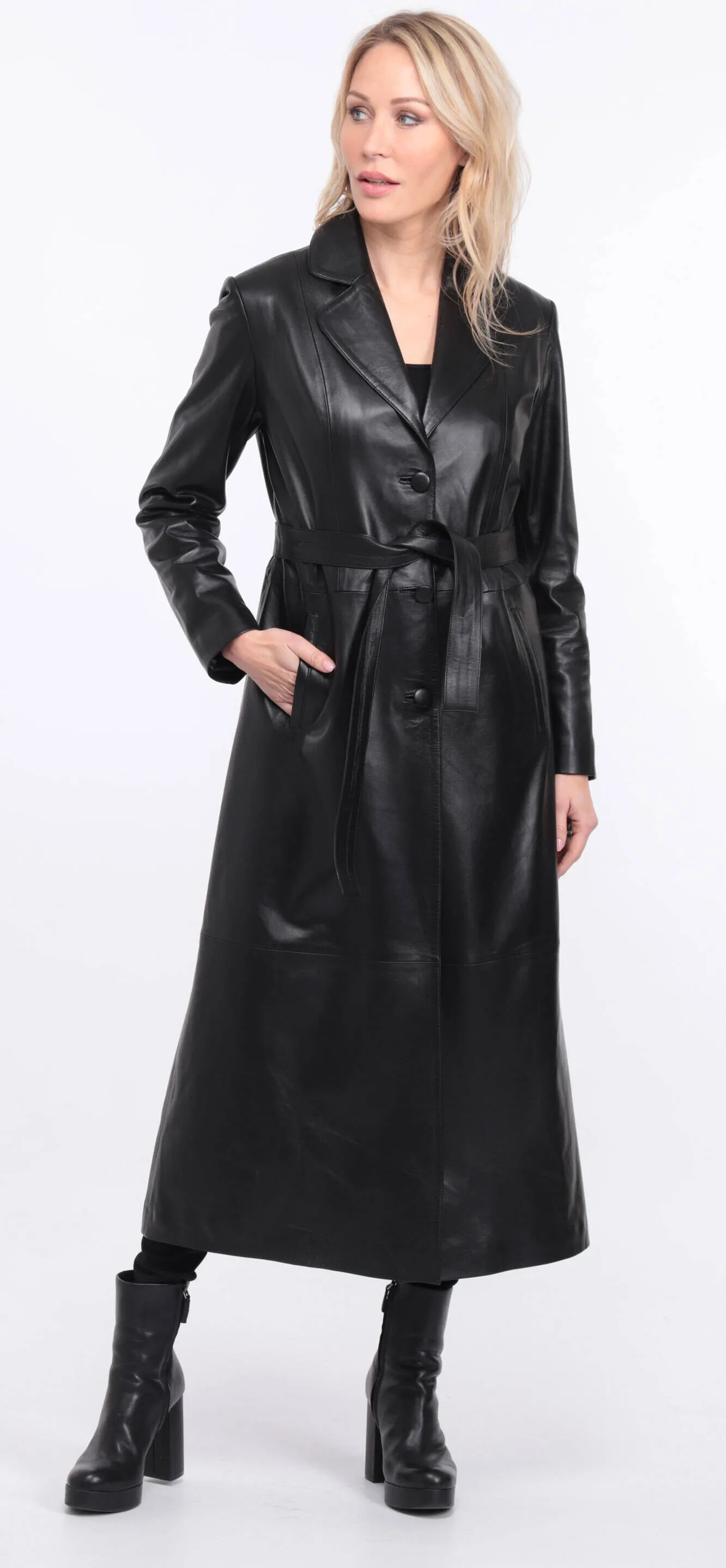 Women's black lambskin leather coat jorda