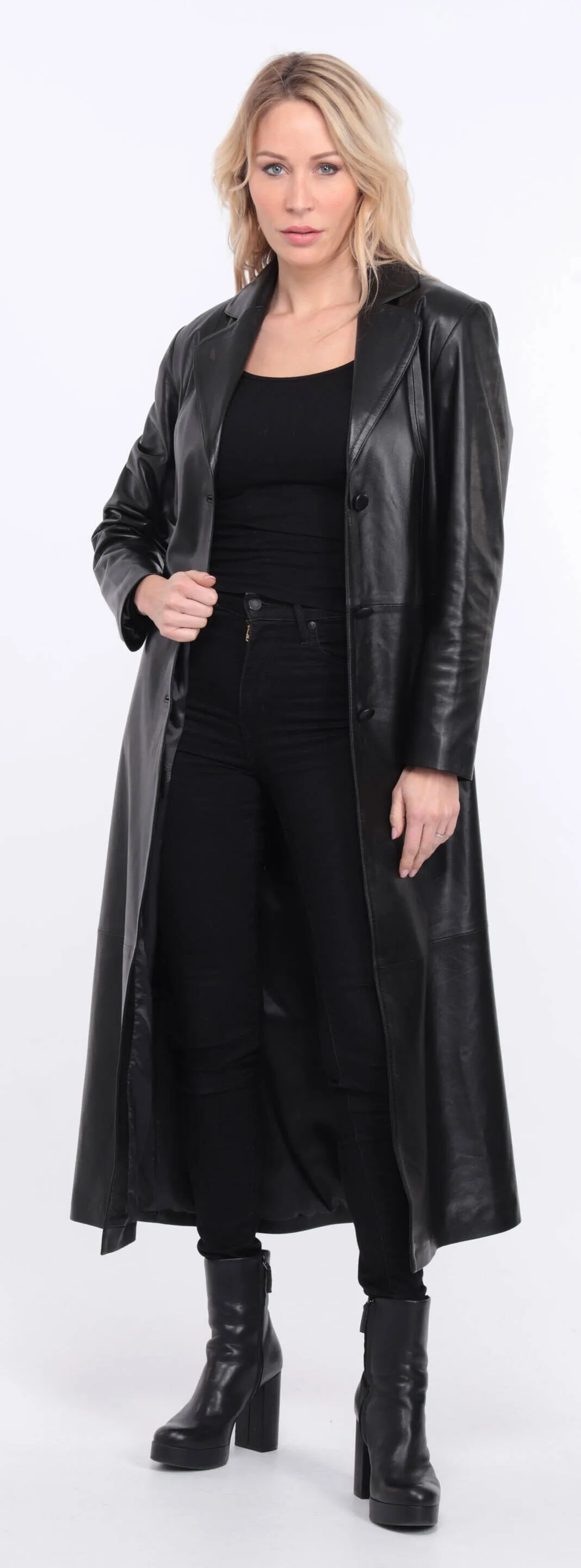 Women's black lambskin leather coat jorda