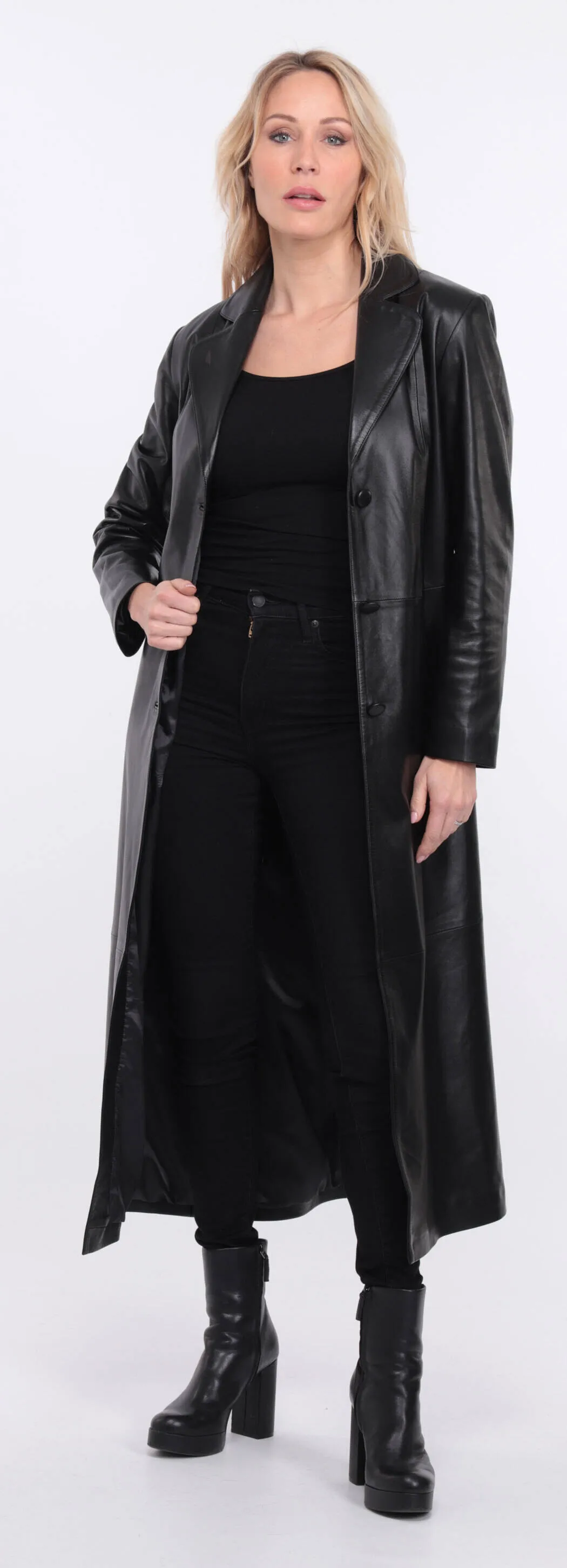 Women's black lambskin leather coat jorda