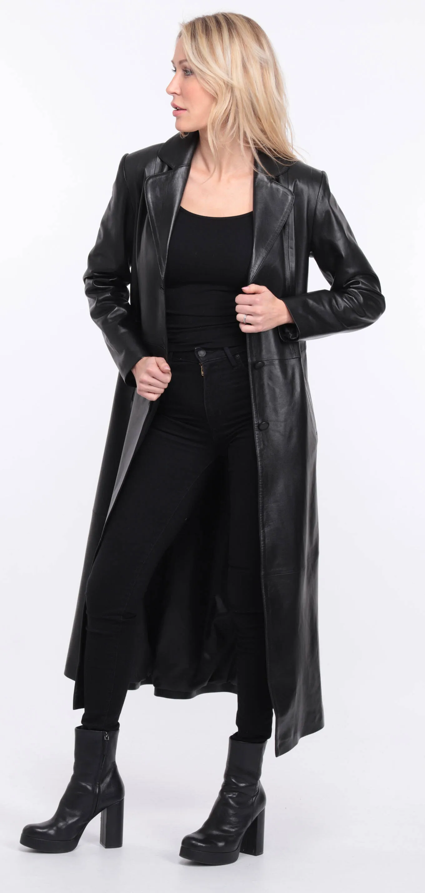 Women's black lambskin leather coat jorda