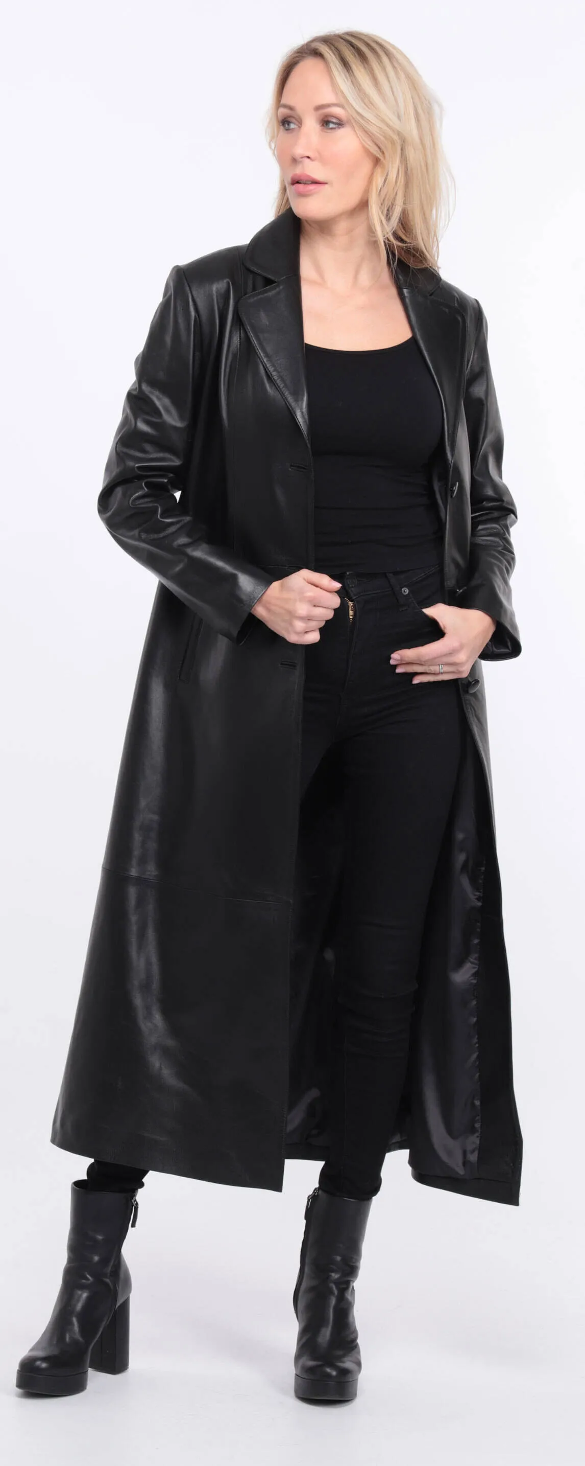 Women's black lambskin leather coat jorda