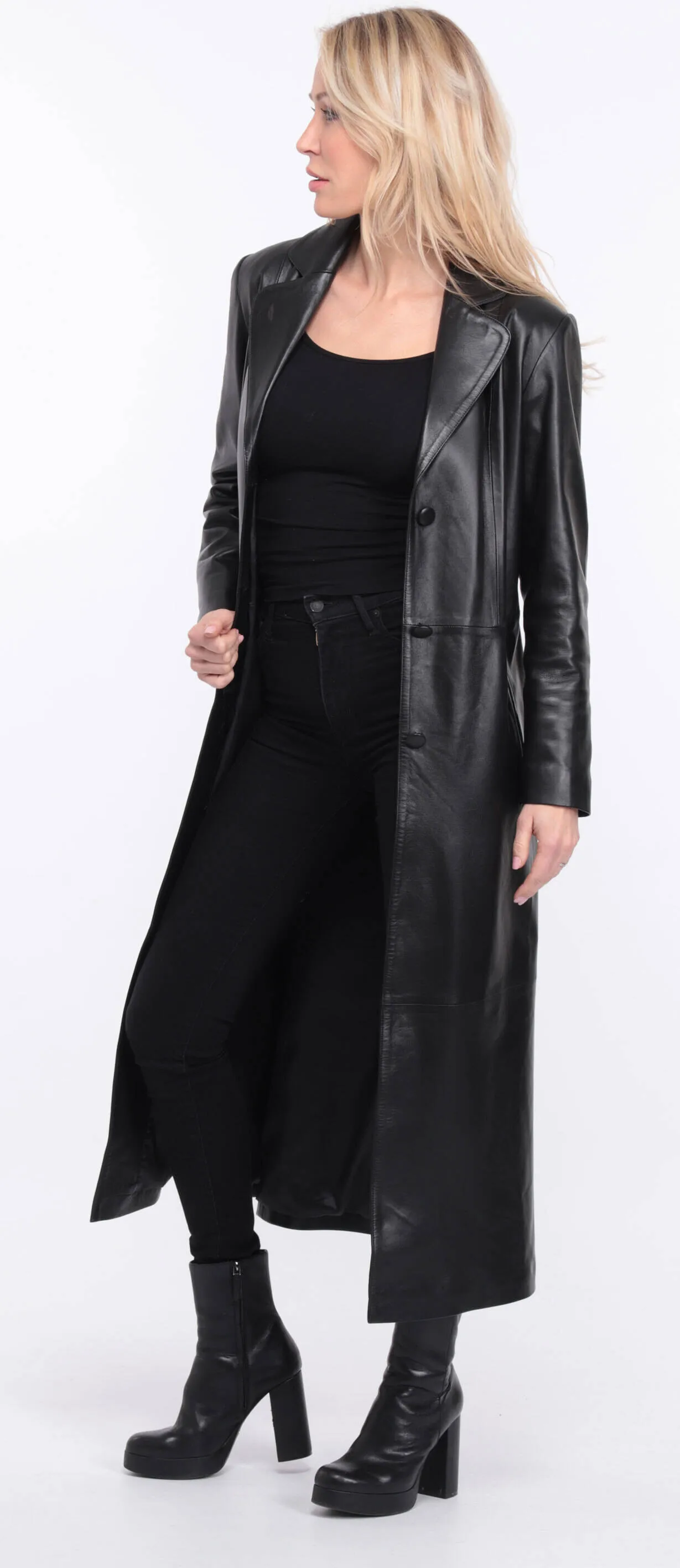 Women's black lambskin leather coat jorda