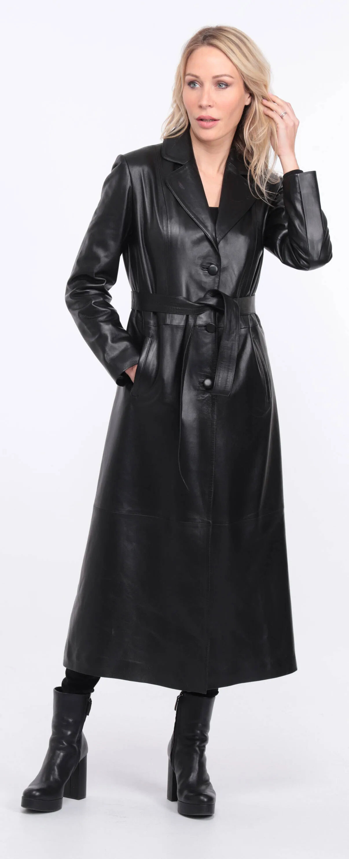 Women's black lambskin leather coat jorda