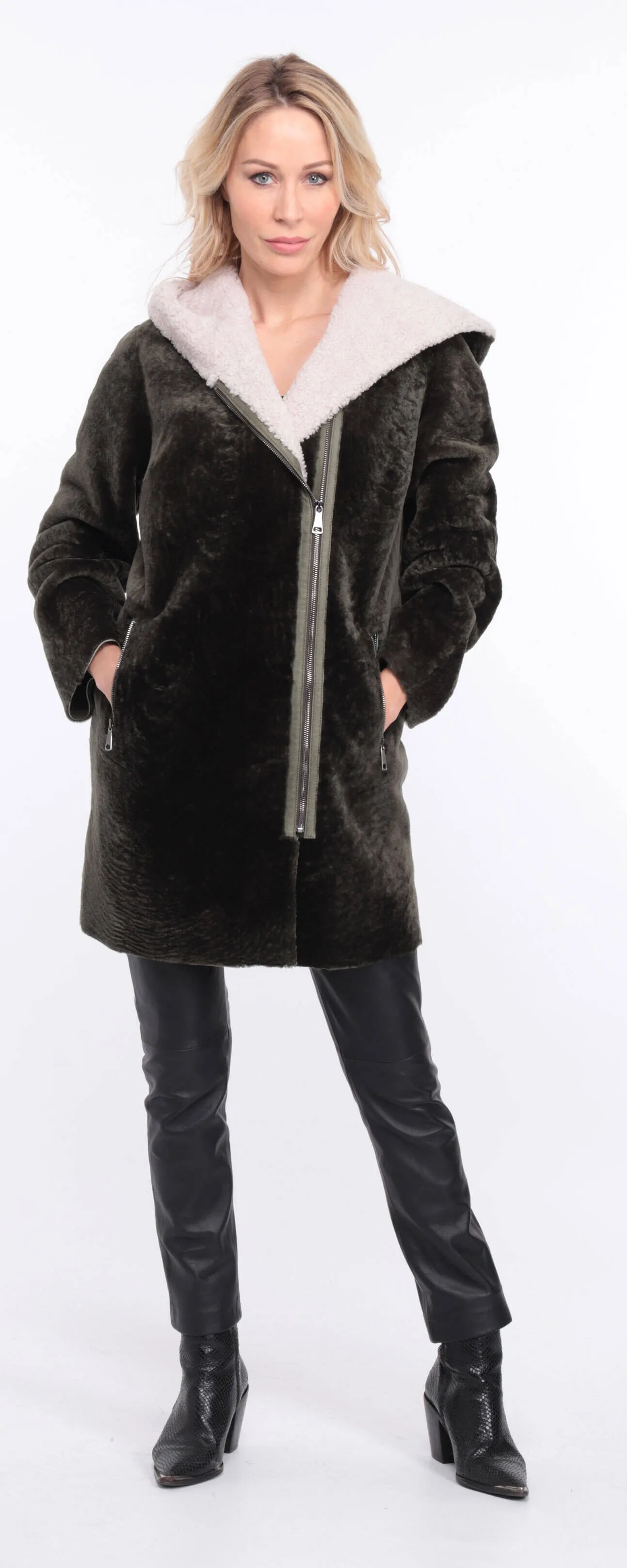 Women's khaki valere sheepskin coat