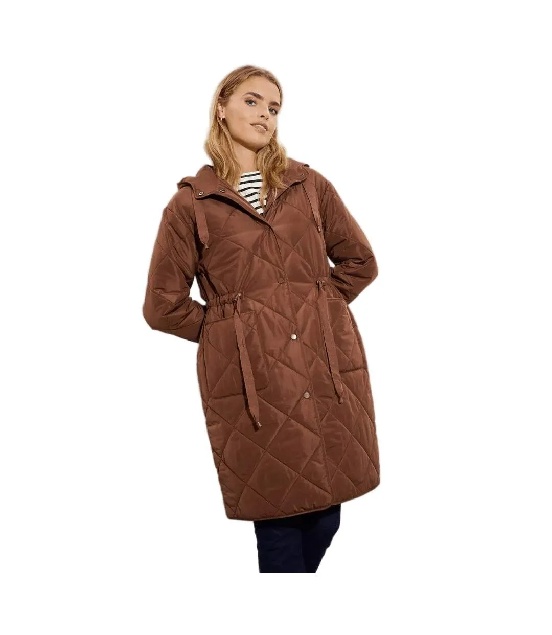 Womens/ladies padded longline parka chocolate Dorothy Perkins