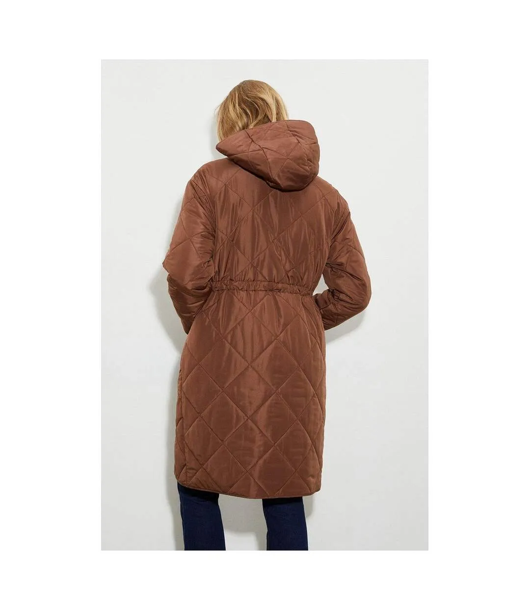 Womens/ladies padded longline parka chocolate Dorothy Perkins