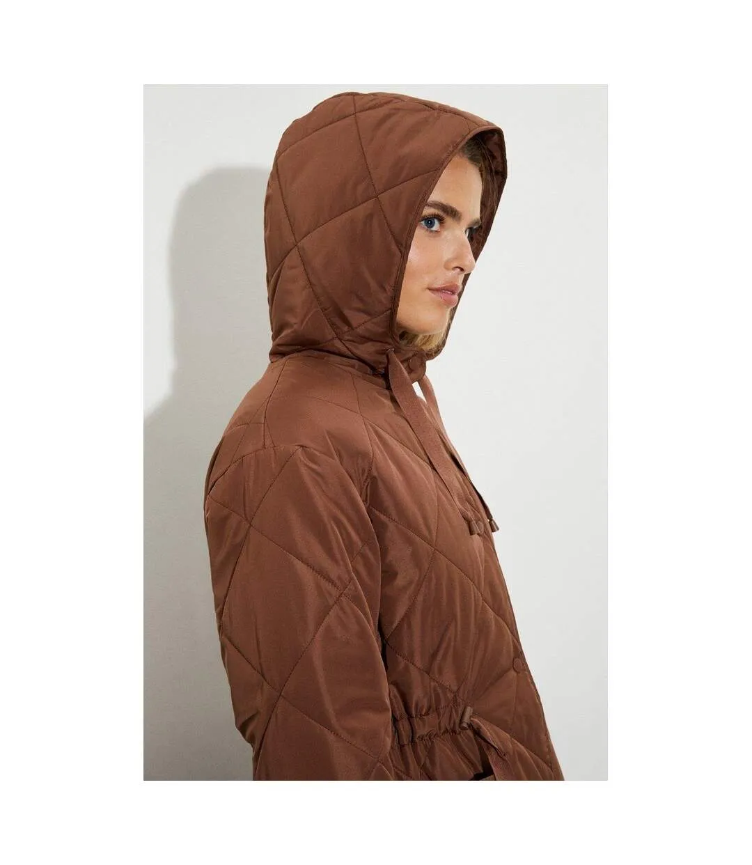 Womens/ladies padded longline parka chocolate Dorothy Perkins