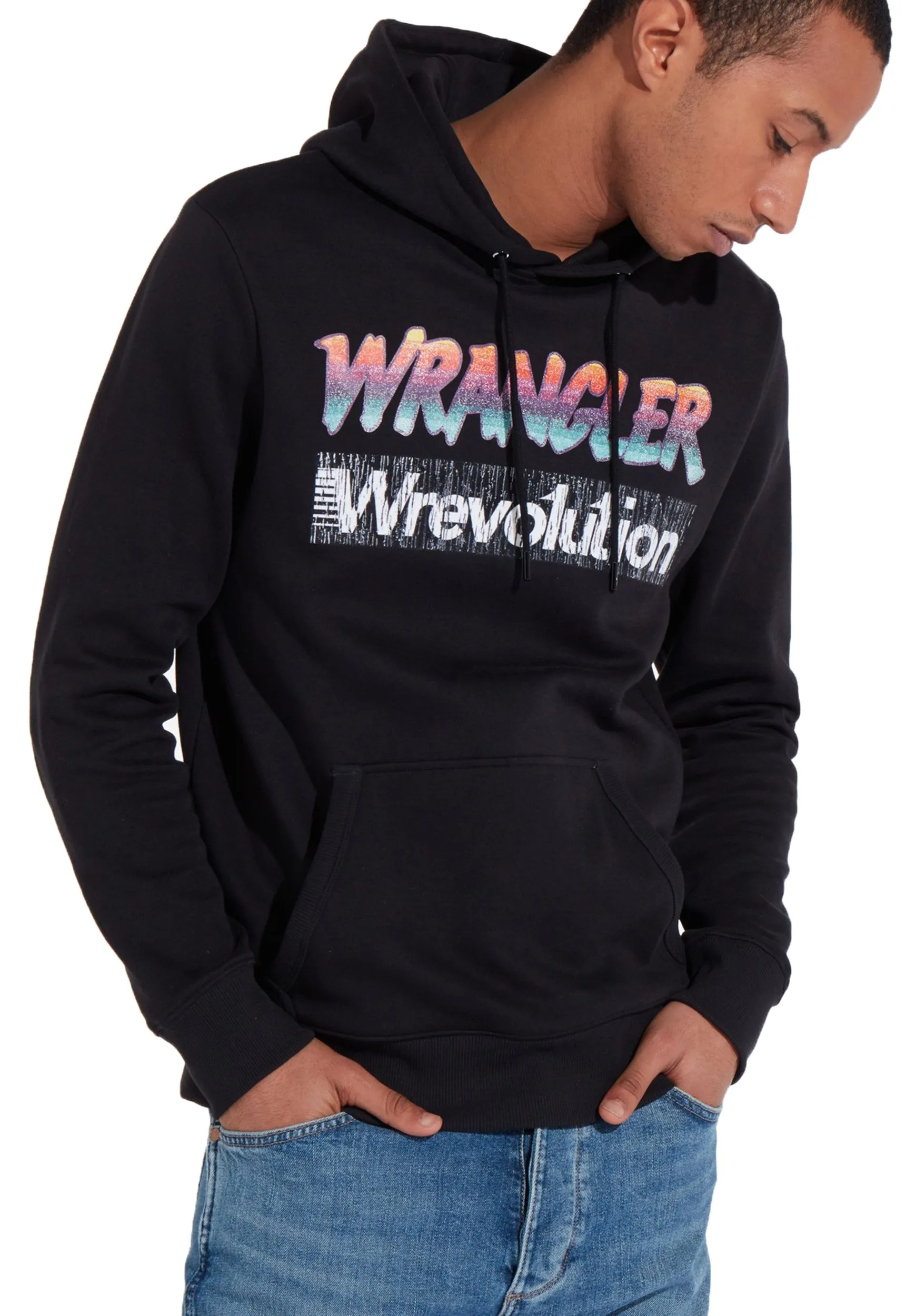 Wrangler Overhead Retro Logo Hoodie Black