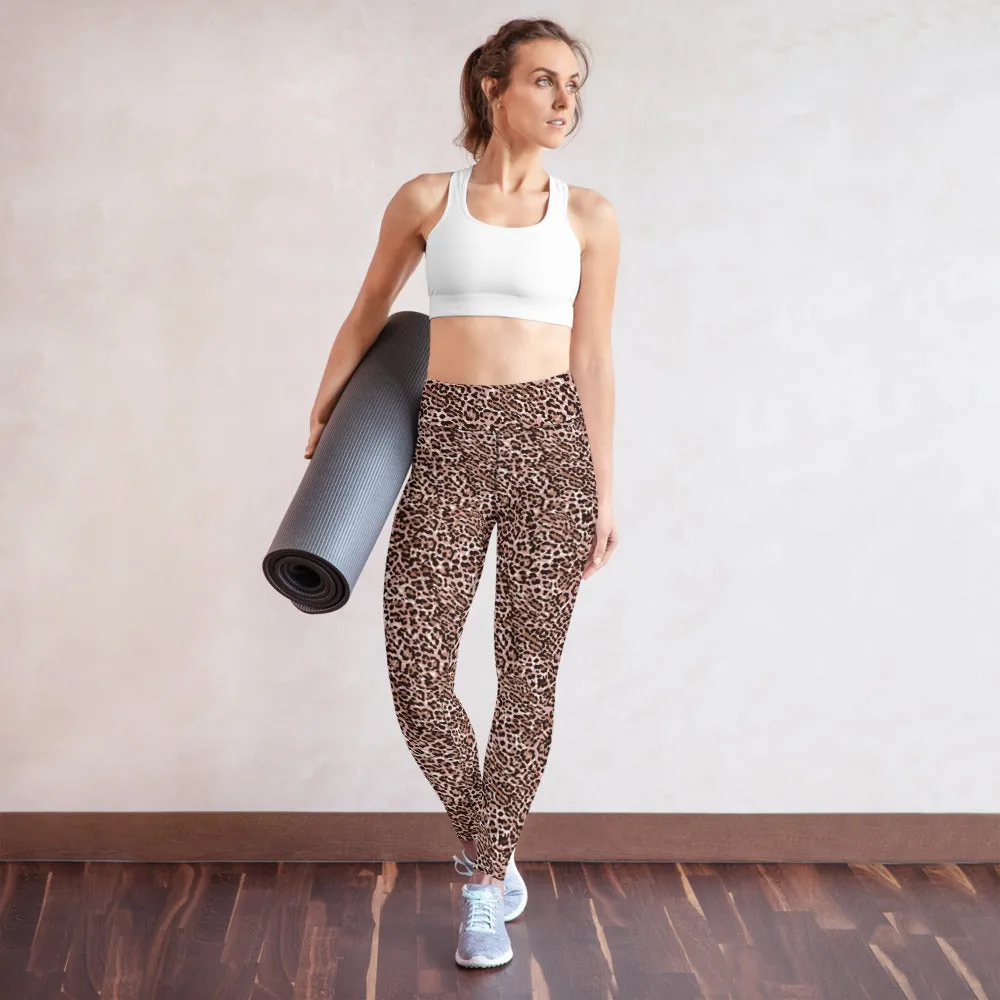 Yoga Leggings in Abstract Pink Leopard