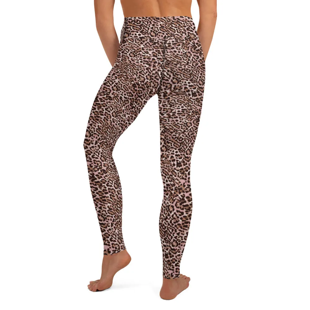 Yoga Leggings in Abstract Pink Leopard