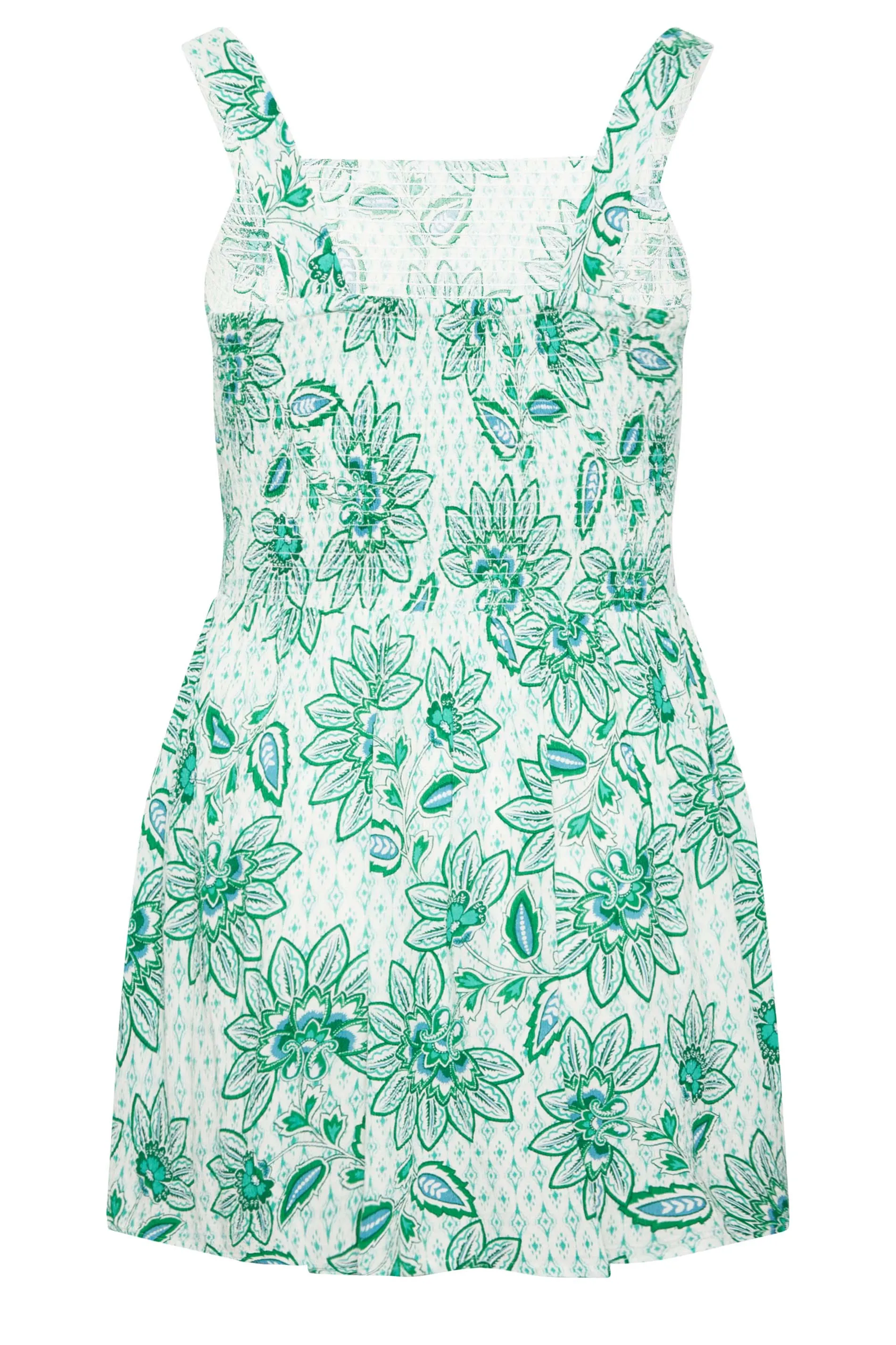 YOURS Curve Green Tropical Print Crinkle Vest Top