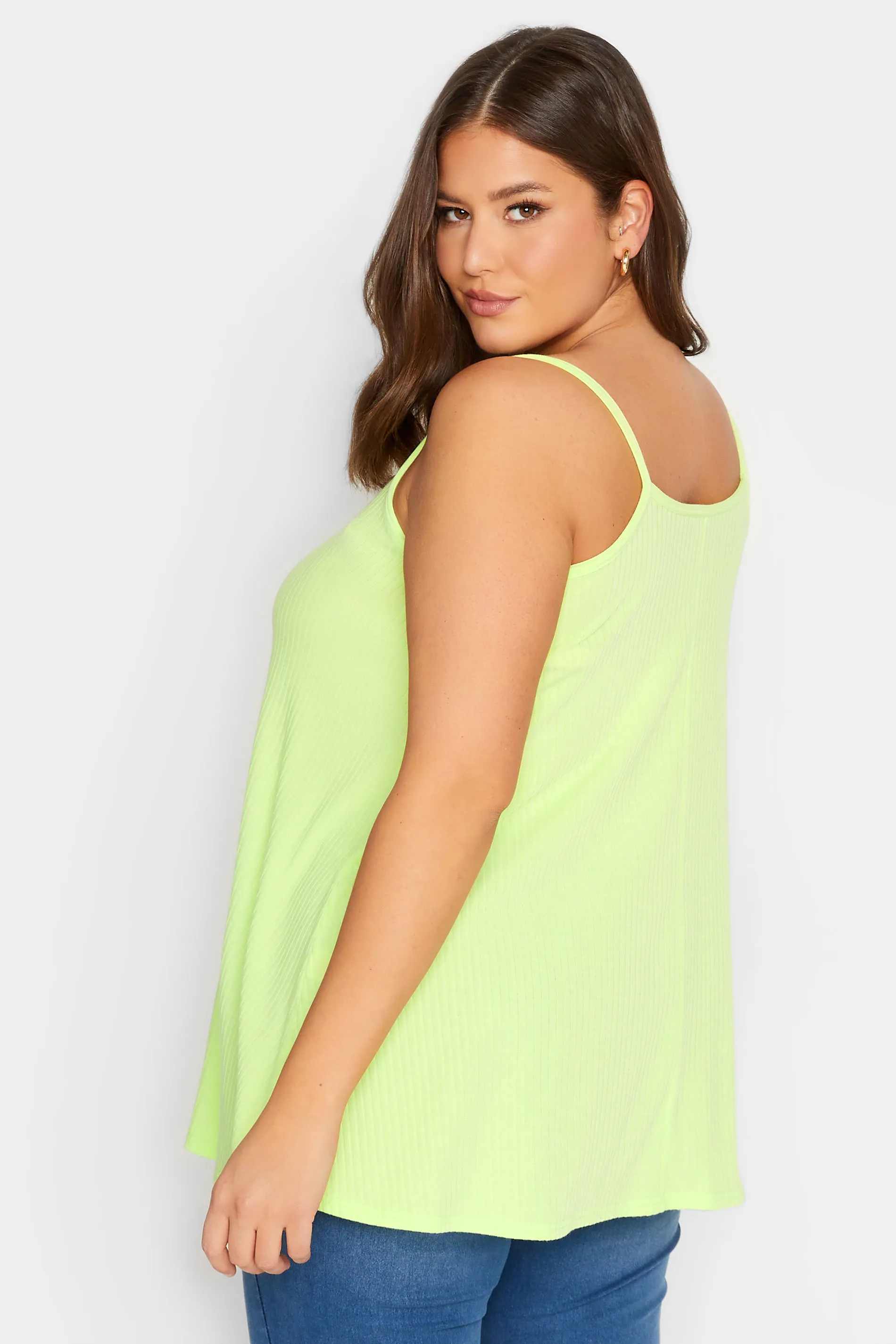 YOURS Curve Lime Green Ribbed Swing Cami Vest Top