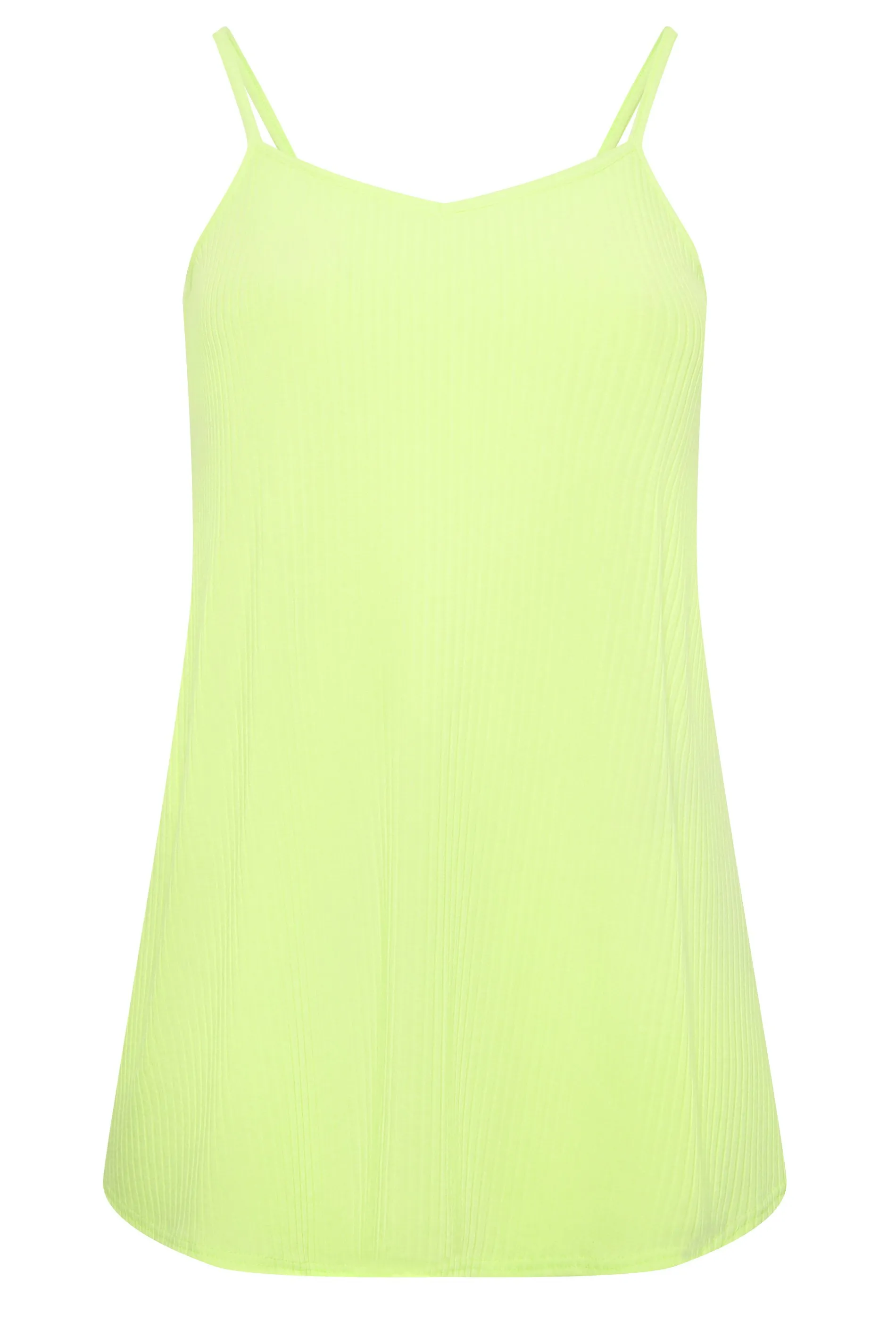 YOURS Curve Lime Green Ribbed Swing Cami Vest Top