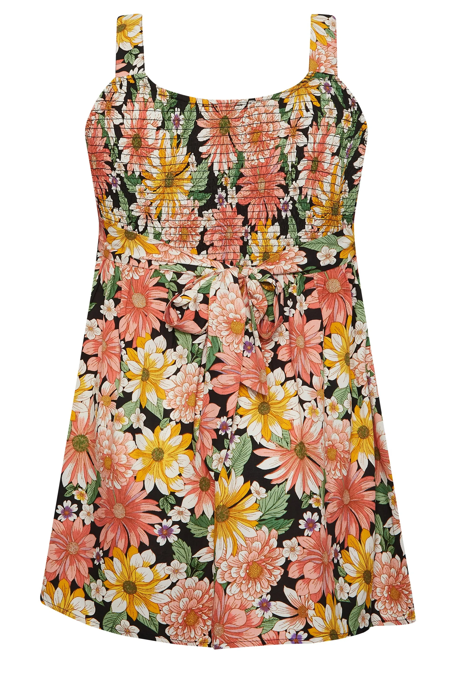 YOURS Curve Orange Floral Print Bow Back Vest Top